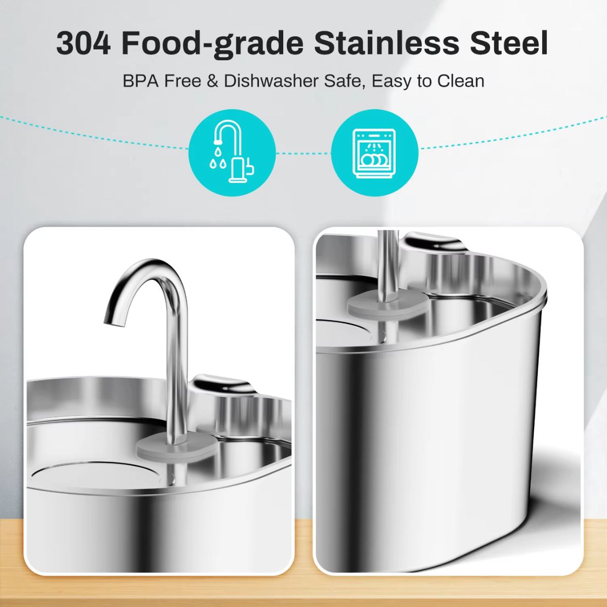 2.2L Stainless Steel Automatic Pet Fountain